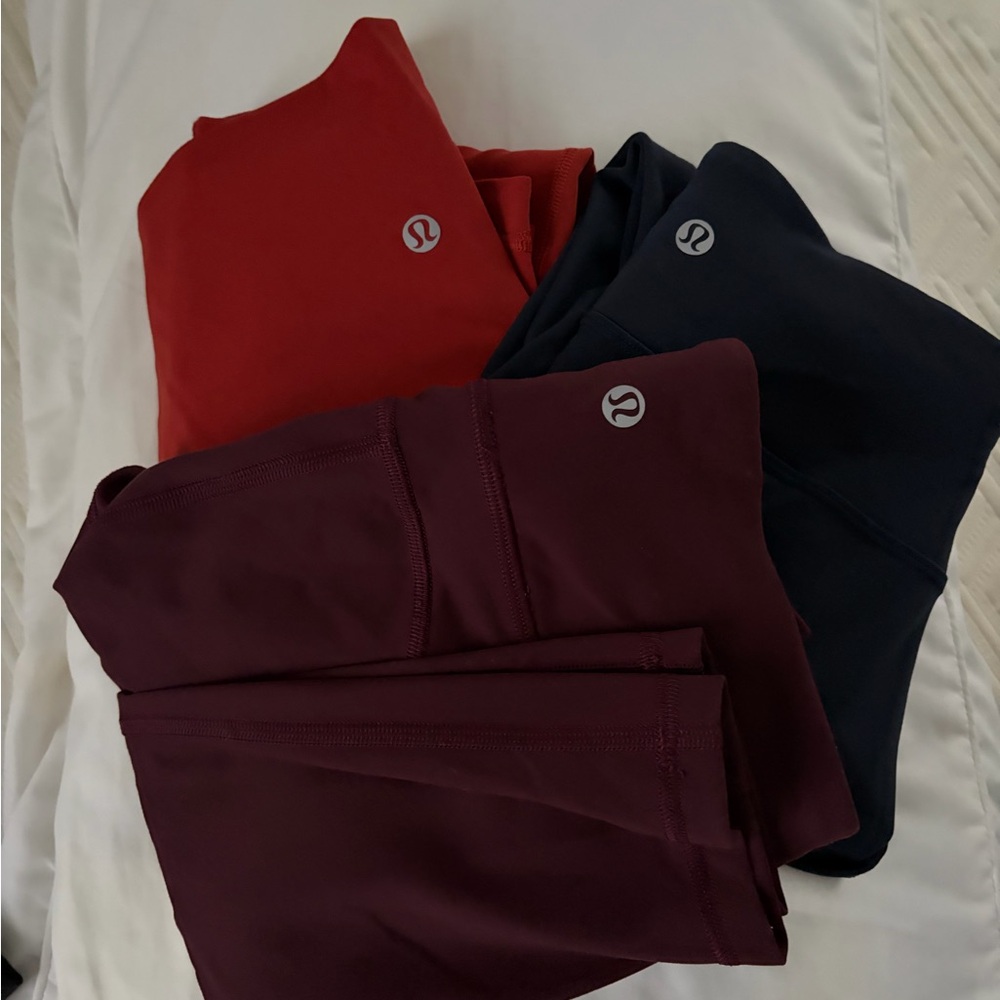 Lululemon Athletica Leggings BUNDLE- Burgundy, Navy, and Burnt Orange